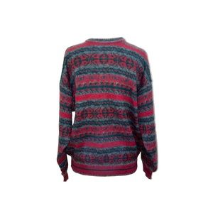 Vintage Pulligan Mohair Blend Red/Gray Southwestern Ugly Grandpa Sweater Large